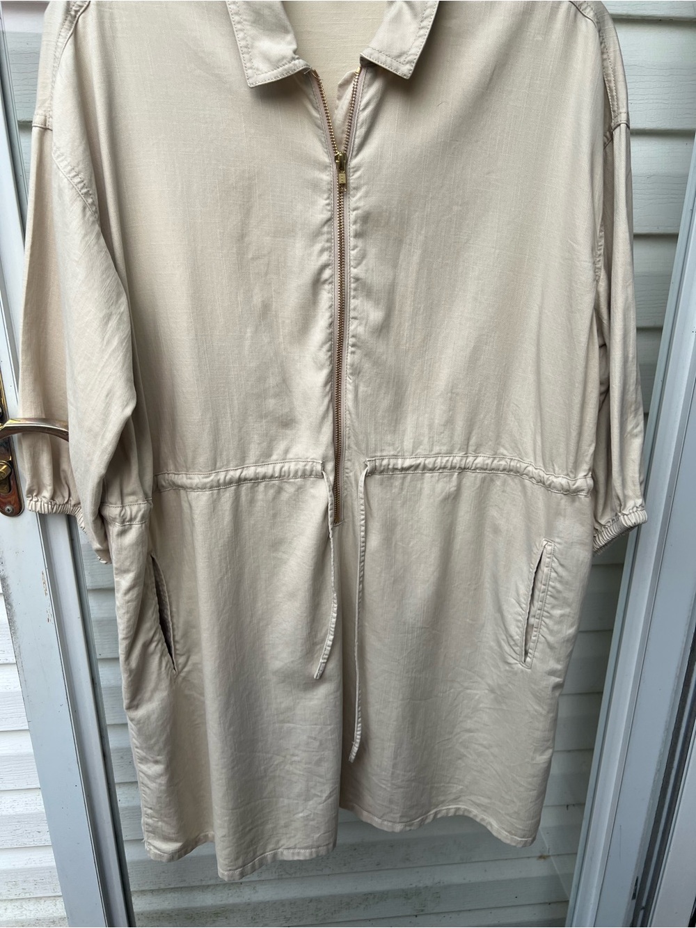 J. Crew Beige Zip-Front Mini Dress